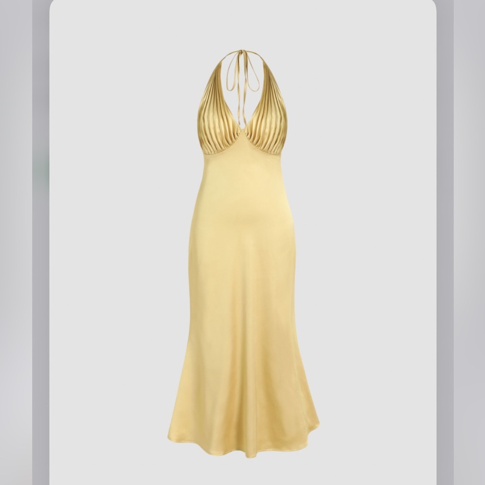 Halter Pleated Backless Mermaid Dress